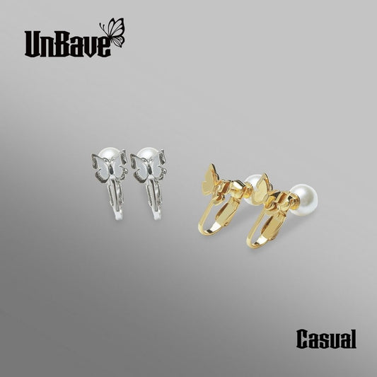 《Clip-on earrings》Butterfly Pearl Kiss（Casual）
