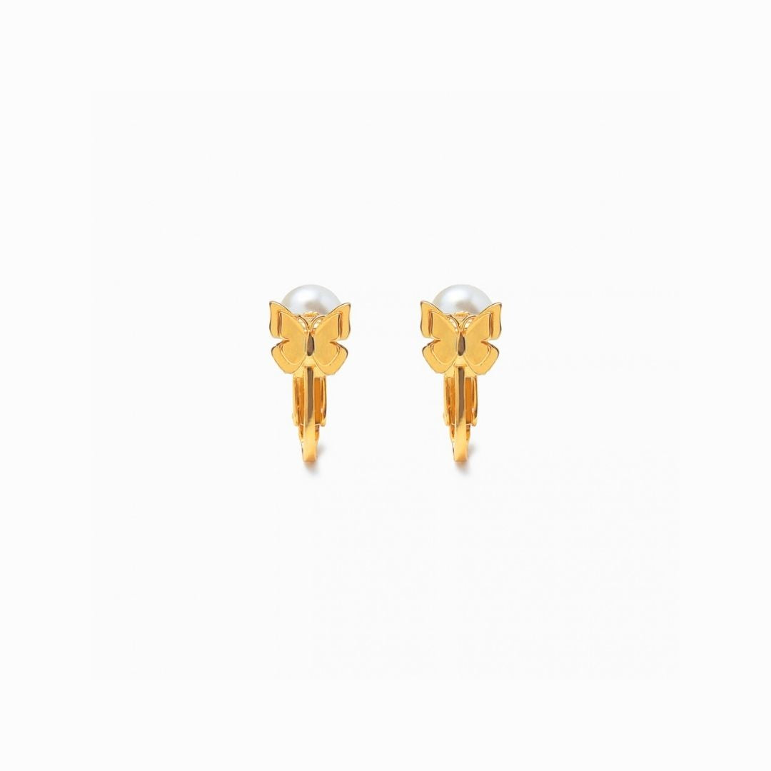 《Clip-on earrings》Butterfly Pearl Kiss（Luxe）