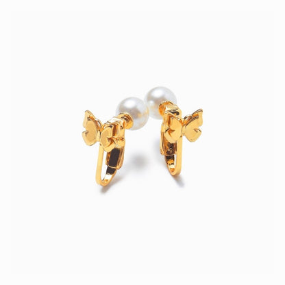 《Clip-on earrings》Butterfly Pearl Kiss（Luxe）